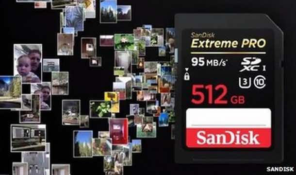 世界上最大的SD卡由SanDisk公司生产，售价800美元，容量512 GB4