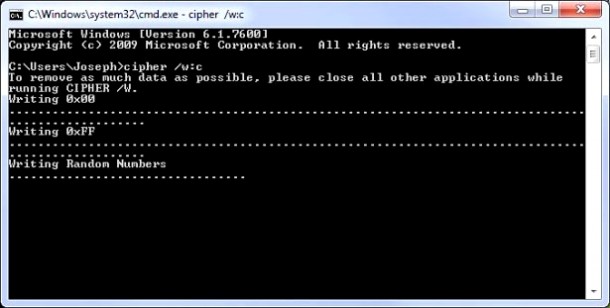 擦除可用磁盘空间