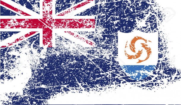 Anguilla的旗帜，带有旧质地。矢量图