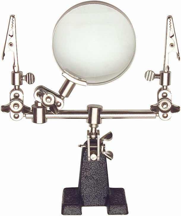 用放大镜焊接手指和帮助之手