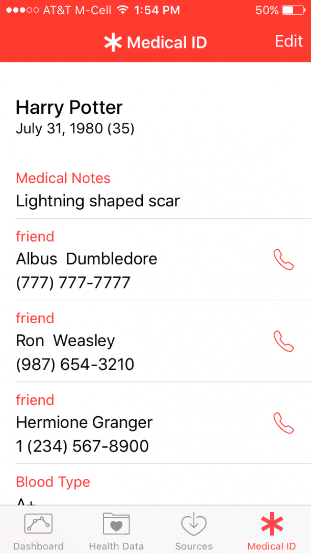iOS健康应用medical ID5
