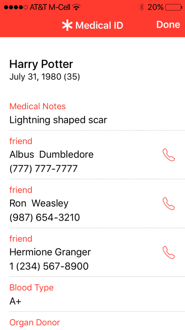 iOS健康应用medical ID7