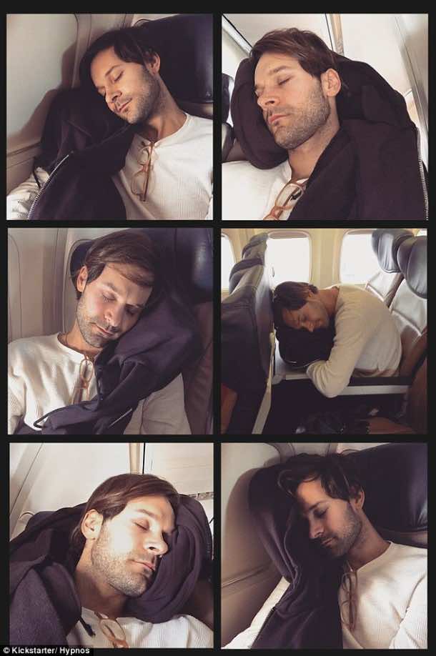 这件连帽衫有一个充气枕头，可以让你睡觉