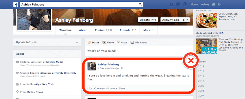 facebook尴尬的职位