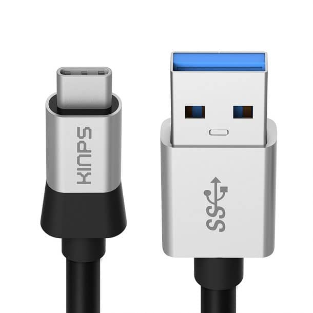 USB C型电缆，Kinps 6英尺快速充电器线USB C到USB A 3.0