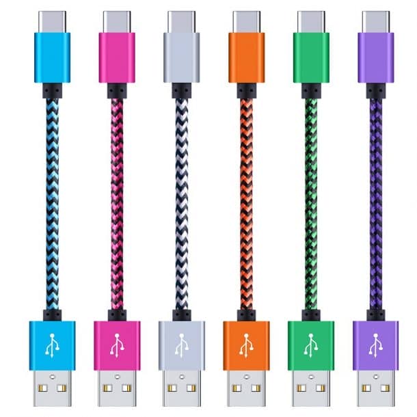 C型充电器有线电视、HopePow 6-Pack 6英尺尼龙编织USB C