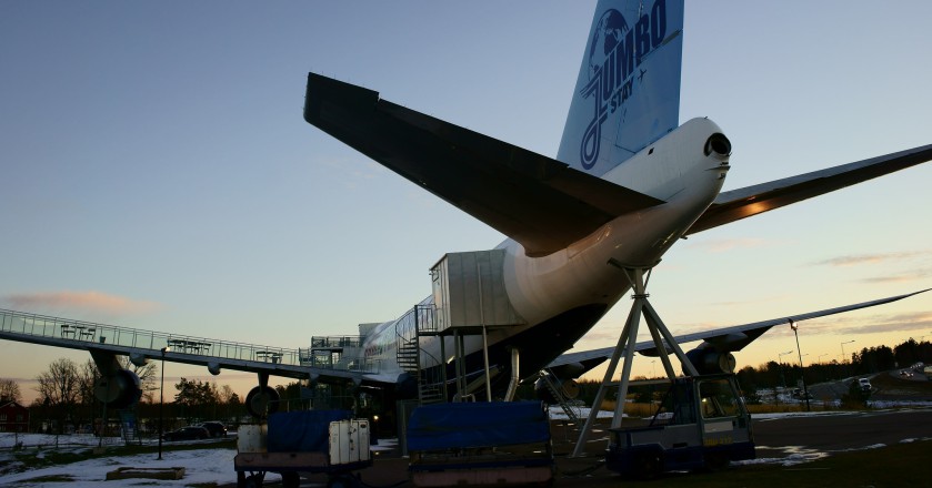 台车是一个酒店住在亚兰达机场由一架波音747 !