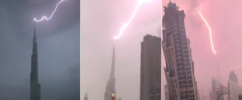 看看闪电击中哈利法塔的那一刻!