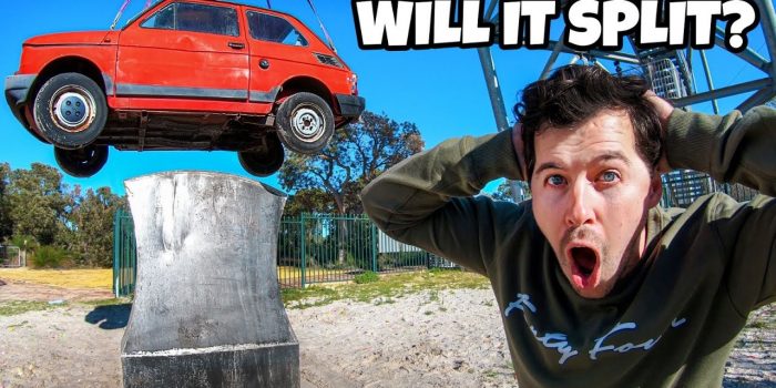 从150英尺高的地方把车摔到巨大的斧头上有多可笑