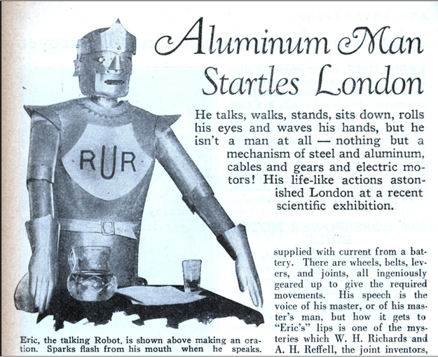 从1929年开始。它的名字叫“埃里克”。RUR一点也不邪恶。