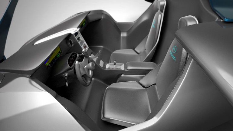 Aeromobil座舱非常舒适，有两个方向盘，一个用于地面，另一个用于地面。